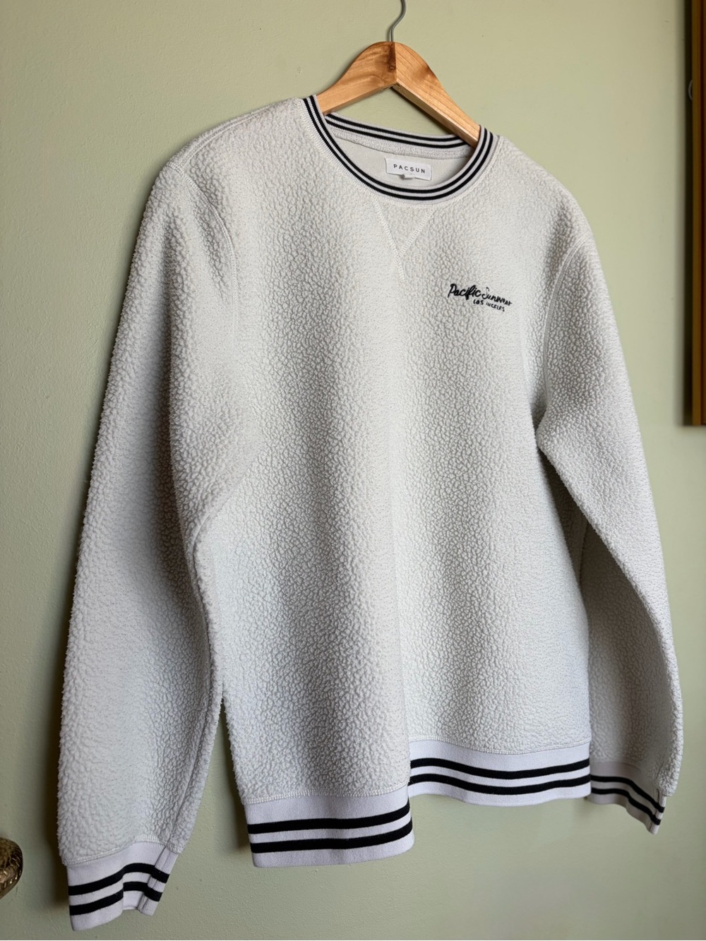 PacSun Los Angeles Men’s White Sherpa Crewneck Sweatshirt Size S Outdoors Ski
